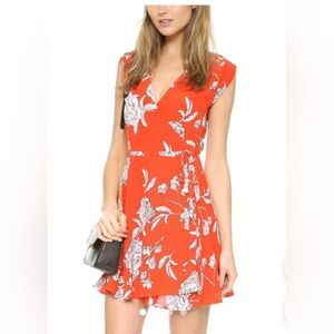 Red Yumi Kim Floral Wrap Dress